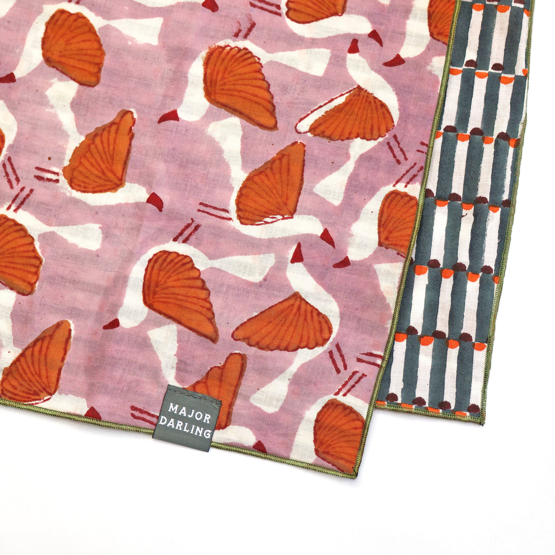 reversible bandana / birds + geo