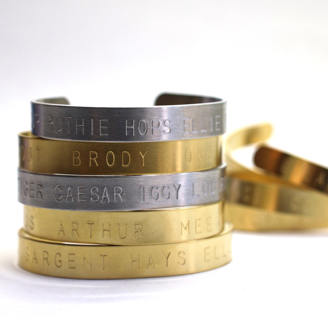 custom hand-stamped dog name bracelet