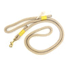 Handmade 5’ tan nylon rope leash for dogs with brass hardware