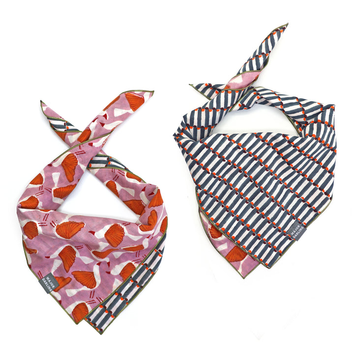 reversible bandana / birds + geo