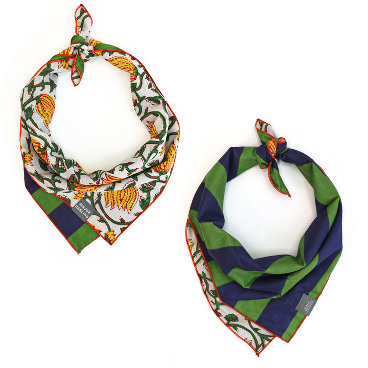 reversible bandana / floral vines