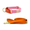 BUNDLE: martingale collar + basic leash / pink + orange